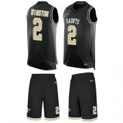 Wholesale Cheap Nike Saints #2 Jameis Winston Black Team Color Men's Stitched NFL Limited Tank Top Suit Jersey