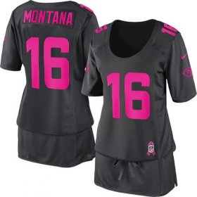 Wholesale Cheap Nike 49ers #16 Joe Montana Dark Grey Women\'s Breast Cancer Awareness Stitched NFL Elite Jersey