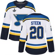 Wholesale Cheap Adidas Blues #20 Alexander Steen White Road Authentic Stanley Cup Champions Women's Stitched NHL Jersey