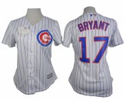 Wholesale Cheap Cubs #17 Kris Bryant White(Blue Strip) Women's Fashion Stitched MLB Jersey