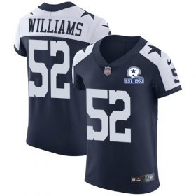 Wholesale Cheap Nike Cowboys #52 Connor Williams Navy Blue Thanksgiving Men\'s Stitched With Established In 1960 Patch NFL Vapor Untouchable Throwback Elite Jersey