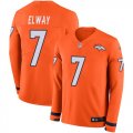 Wholesale Cheap Nike Broncos #7 John Elway Orange Team Color Men's Stitched NFL Limited Therma Long Sleeve Jersey