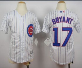 Wholesale Cheap Cubs #17 Kris Bryant White(Blue Strip) Cool Base Stitched Youth MLB Jersey