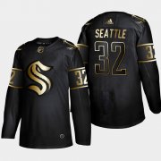 Wholesale Cheap Seattle Kraken #32 Kraken Men's Adidas Black Golden Edition Limited Stitched NHL Jersey