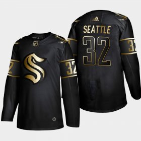 Wholesale Cheap Seattle Kraken #32 Kraken Men\'s Adidas Black Golden Edition Limited Stitched NHL Jersey
