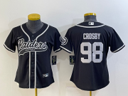 Wholesale Cheap Women's Las Vegas Raiders #98 Maxx Crosby Black With Patch Cool Base Stitched Baseball Jersey