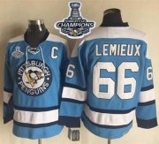Wholesale Cheap Penguins #66 Mario Lemieux Blue Alternate CCM Throwback 2017 Stanley Cup Finals Champions Stitched NHL Jersey