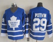 Wholesale Cheap Maple Leafs #29 Felix Potvin Blue CCM Throwback Stitched NHL Jersey