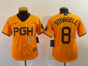 Wholesale Cheap Youth Pittsburgh Pirates #8 Willie Stargell Number Yellow 2023 City Connect Stitched Jersey5