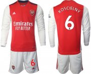 Wholesale Cheap Men 2021-2022 Club Arsenal home red Long Sleeve 6 Soccer Jersey