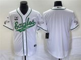 Wholesale Cheap Men's Philadelphia Eagles Blank White With C Patch Cool Base Stitched Baseball Jersey