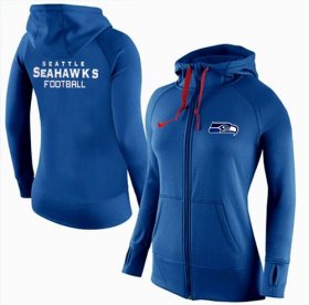 Wholesale Cheap Women\'s Nike Seattle Seahawks Full-Zip Performance Hoodie Blue