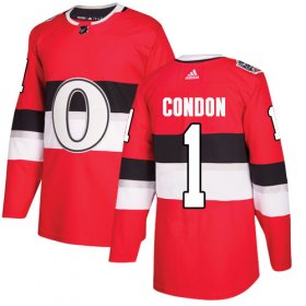 Wholesale Cheap Adidas Senators #1 Mike Condon Red Authentic 2017 100 Classic Stitched Youth NHL Jersey
