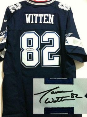 Wholesale Cheap Nike Cowboys #82 Jason Witten Navy Blue Team Color Men\'s Stitched NFL Elite Autographed Jersey