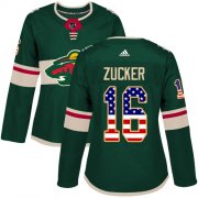 Wholesale Cheap Adidas Wild #16 Jason Zucker Green Home Authentic USA Flag Women's Stitched NHL Jersey