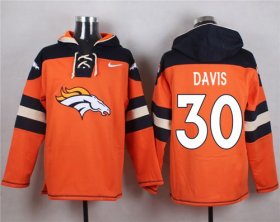 Wholesale Cheap Nike Broncos #30 Terrell Davis Orange Player Pullover NFL Hoodie