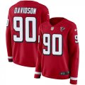 Wholesale Cheap Nike Falcons #90 Marlon Davidson Red Team Color Women's Stitched NFL Limited Therma Long Sleeve Jersey