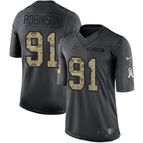 Wholesale Cheap Nike Lions #91 A\'Shawn Robinson Black Men\'s Stitched NFL Limited 2016 Salute To Service Jersey