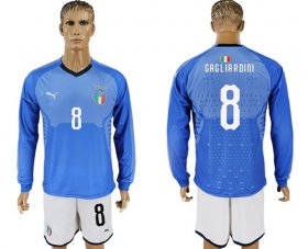 Wholesale Cheap Italy #8 Gagliardini Blue Home Long Sleeves Soccer Country Jersey