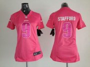 Wholesale Cheap Nike Lions #9 Matthew Stafford Pink Sweetheart Women's Stitched NFL Elite Jersey