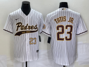 Wholesale Cheap Men's San Diego Padres #23 Fernando Tatis Jr Number White NEW 2023 Cool Base Stitched Jersey