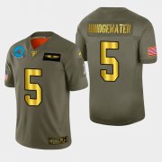 Wholesale Cheap Carolina Panthers #5 Teddy Bridgewater Men's Nike Olive Gold 2019 Salute to Service Limited NFL 100 Jersey