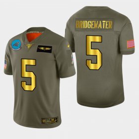 Wholesale Cheap Carolina Panthers #5 Teddy Bridgewater Men\'s Nike Olive Gold 2019 Salute to Service Limited NFL 100 Jersey