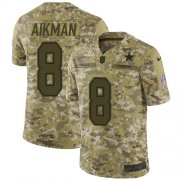 Wholesale Cheap Nike Cowboys #8 Troy Aikman Camo Youth Stitched NFL Limited 2018 Salute to Service Jersey