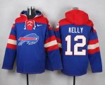 Wholesale Cheap Nike Bills #12 Jim Kelly Royal Blue Player Pullover NFL Hoodie