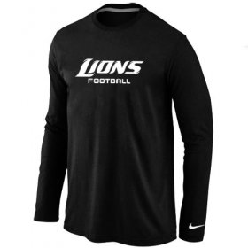 Wholesale Cheap Nike Detroit Lions Authentic Font Long Sleeve T-Shirt Black