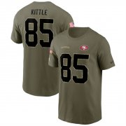 Wholesale Cheap Men's San Francisco 49ers #85 George Kittle 2022 Olive Salute to Service T-Shirt