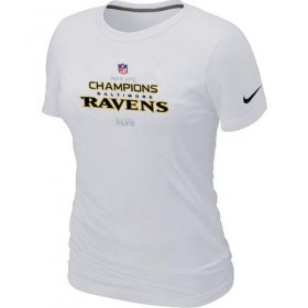Wholesale Cheap Women\'s Nike Baltimore Ravens 2012 AFC Conference Champions Trophy Collection Long T-Shirt White