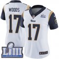Wholesale Cheap Nike Rams #17 Robert Woods White Super Bowl LIII Bound Women's Stitched NFL Vapor Untouchable Limited Jersey