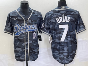 Wholesale Cheap Men\'s Los Angeles Dodgers #7 Julio Urias Gray Camo Cool Base With Patch Stitched Baseball Jersey