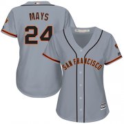 Wholesale Cheap Giants #24 Willie Mays Grey Road Women's Stitched MLB Jersey
