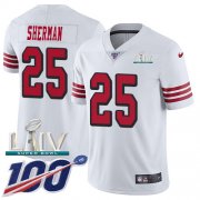 Wholesale Cheap Nike 49ers #25 Richard Sherman White Super Bowl LIV 2020 Rush Men's Stitched NFL Limited 100th Season Jersey