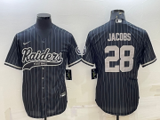 Wholesale Cheap Men's Las Vegas Raiders #28 Josh Jacobs Black With Patch Cool Base Stitched Baseball Jersey