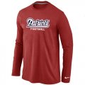 Wholesale Cheap Nike New England Patriots Authentic Font Long Sleeve T-Shirt Red