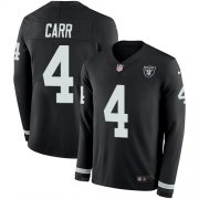 Wholesale Cheap Nike Raiders #4 Derek Carr Black Team Color Men's Stitched NFL Limited Therma Long Sleeve Jersey