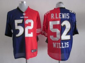 Wholesale Cheap Nike Ravens & 49ers #52 Ray Lewis & Patrick Willis Purple/Red Men\'s Stitched NFL Mixture Elite Jersey