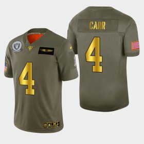 Wholesale Cheap Raiders #4 Derek Carr Men\'s Nike Olive Gold 2019 Salute to Service Limited NFL 100 Jersey