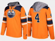 Wholesale Cheap Oilers #4 Kris Russell Orange Name And Number Hoodie
