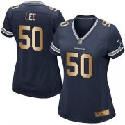 Wholesale Cheap Nike Cowboys #50 Sean Lee Navy Blue Team Color Women's Stitched NFL Elite Gold Jersey