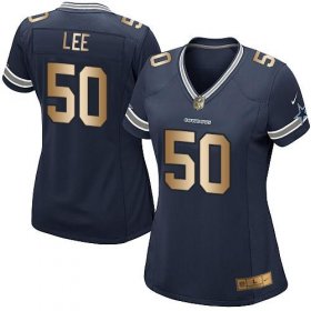 Wholesale Cheap Nike Cowboys #50 Sean Lee Navy Blue Team Color Women\'s Stitched NFL Elite Gold Jersey