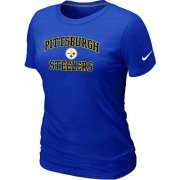 Wholesale Cheap Women's Nike Pittsburgh Steelers Heart & Soul NFL T-Shirt Blue