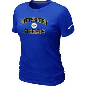 Wholesale Cheap Women\'s Nike Pittsburgh Steelers Heart & Soul NFL T-Shirt Blue