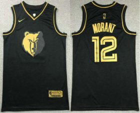 Wholesale Cheap Men\'s Memphis Grizzlies #12 Ja Morant Black Golden Nike Swingman Stitched NBA Jersey