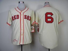 Wholesale Cheap Mitchell And Ness 1946 Red Sox #6 Johnny Pesky Cream Throwback Stitched MLB Jersey