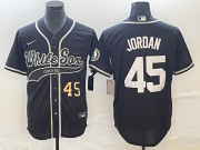 Wholesale Cheap Men's Chicago White Sox #45 Michael Jordan Number Black Cool Base Stitched Baseball Jersey