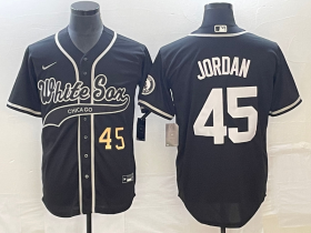 Wholesale Cheap Men\'s Chicago White Sox #45 Michael Jordan Number Black Cool Base Stitched Baseball Jersey